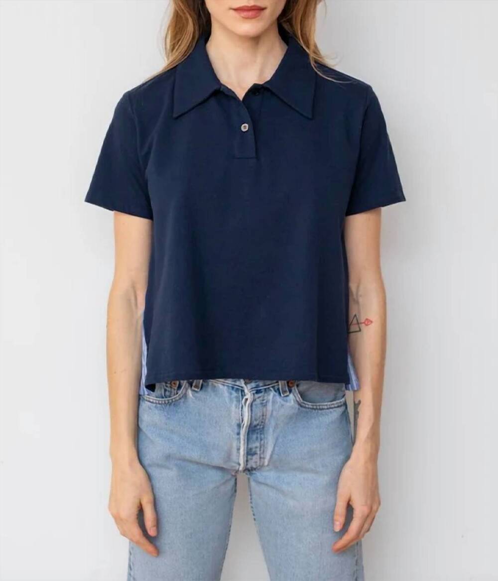 NEW WE-AR4 the media polo in navy multi